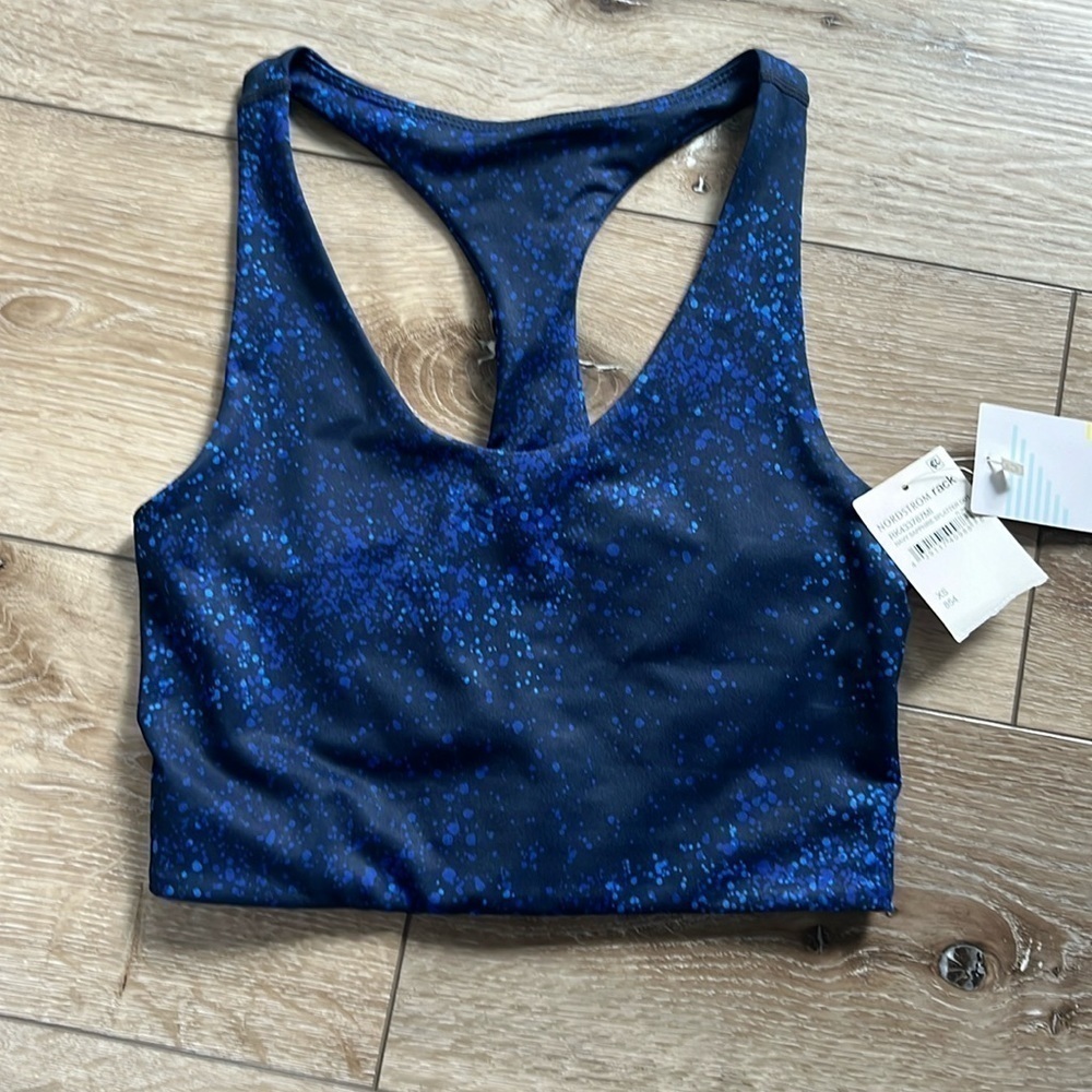 Z by Zella New Navy Sapphire Splatter Dot Sports Bra Blue